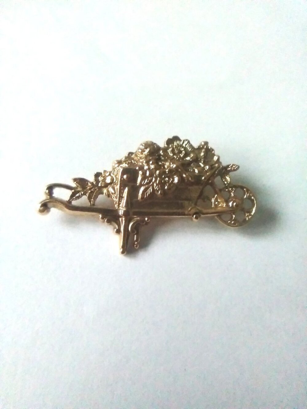 Vintage Gold-Tone Wheelbarrow Brooch